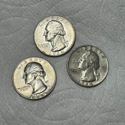 BELOW MELT Three Nice 1964 Junk 90% Quarters