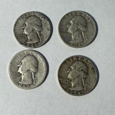 BELOW SPOT Four (4) Junk 90% silver Quarters
