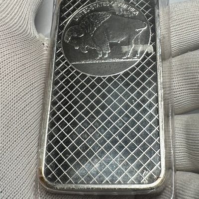 10 oz .999 Fine Silver Buffalo Bar in package - additional view