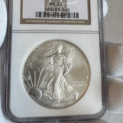 Backdate MS69 NGC 2002 Silver Eagle older slab