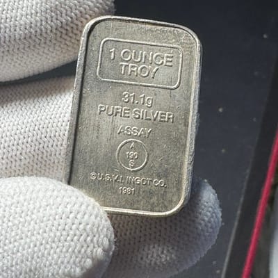 1981 A-Mark USVI Ingot 1 oz Chunky Silver Stacker  - additional view