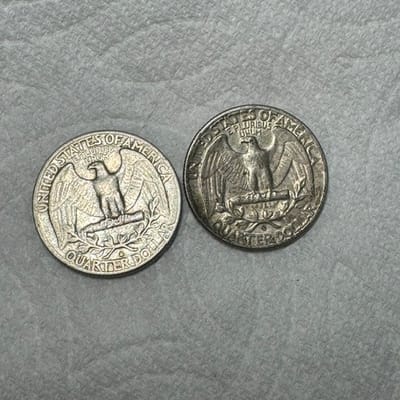 BELOW MELT Two (2) 1960s Junk 90% Quarters - additional view