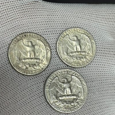 UNDER SPOT Three 90% Silver Silver Quarters - additional view