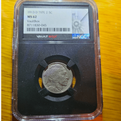 1913-D Type 2 Buffalo Nickel- NGC MS62