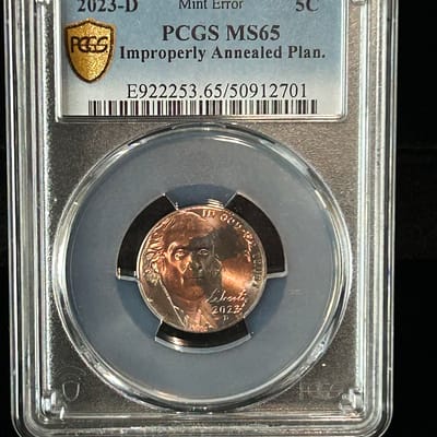2023-D MS65 Rare Mint Error Jefferson Nickel