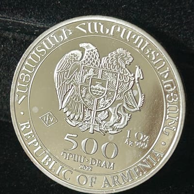 1 oz. .999 Silver Noah’s Ark, Armenia 500 Dram