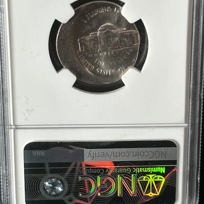 Jefferson Nickel  MS65 Mint Error 20% Off Center - additional view