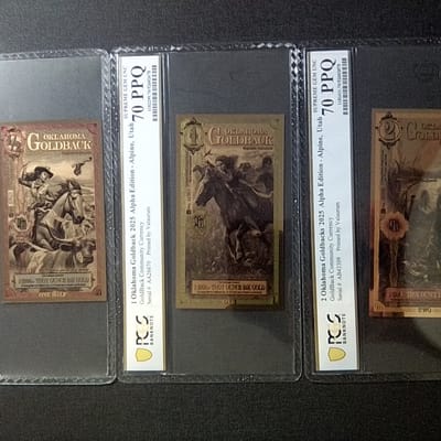 2025 Ok. Goldback 1/2-1-2 Alpha PCGS 70, 10 PCGS69