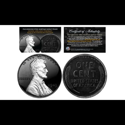 1943 Steel Penny Black Ruthenium Coated 