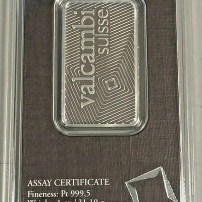 Valcambi Suisse 1 oz Platinum Bar .9995 Sealed