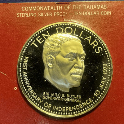 1.5 ozt ASW Silver Proof 1974 Bahamas 925 - additional view