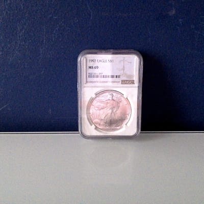 MS69 1992 American Silver Eagle NGC in Slab