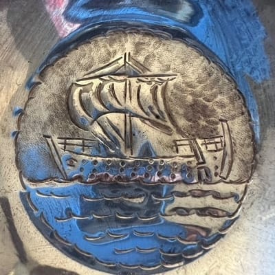 25.2 g .830 Silver Small Dish Ship Trireme Boat - additional view
