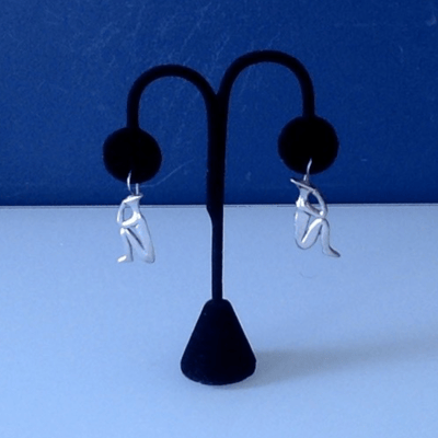Sterling Silver 925 Earrings Modernist Human Shape - additional view