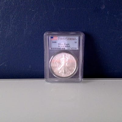 PCGS MS 69 2008 American Silver Eagle First Strike