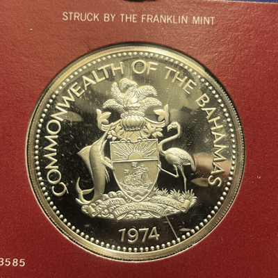 1.5 ozt ASW Silver Proof 1974 Bahamas 925