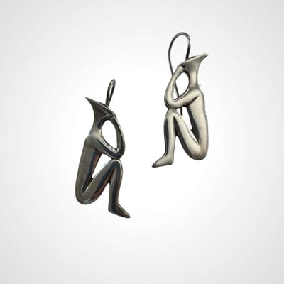 Sterling Silver 925 Earrings Modernist Human Shape