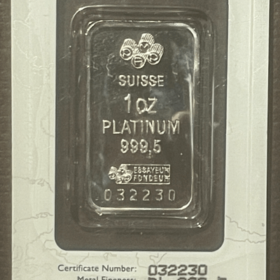 PAMP PLATINUM Bar 1 oz Opened Original Assay Card - additional view