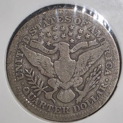 1904 Barber Quarter Dollar 90% Silver US Coin - additional view