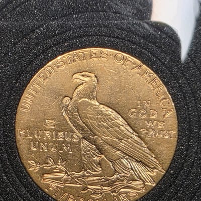 1911 Indian Head $5 Gold Half Eagle AU About Uncirculated Philadelphia - additional view