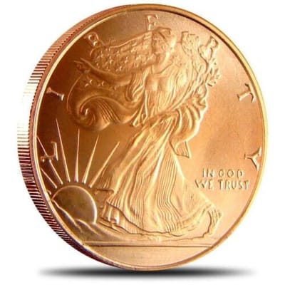 1 OZ .999 COPPER ROUND - WALKING LIBERTY - BULLION