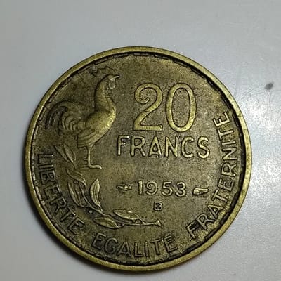 1953-B France 20 Francs - Georges Guiraud Rooster 