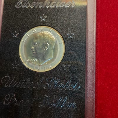 1974 Brown Box Ike Silver Dollar - additional view