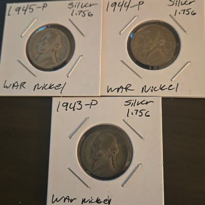1945p 1944p 1943p Silver War Nickels
