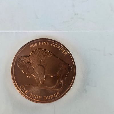 1 oz Fine Copper Buffalo Round - additional view