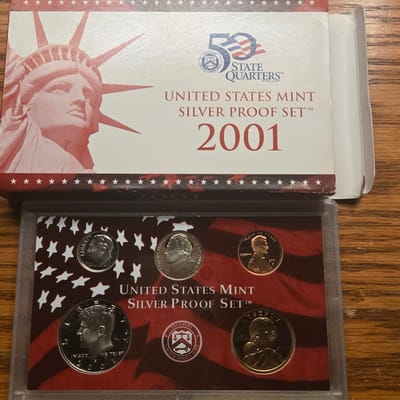 2001 silver proof set no quarters