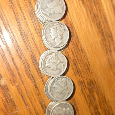 50 mercury dimes 5$ face