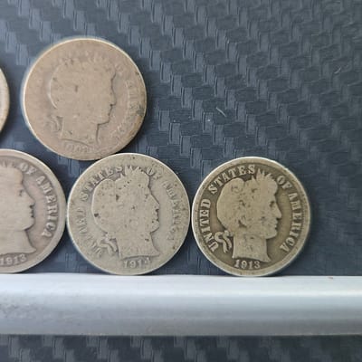 Lot of 8 Barber Dimes - additional view