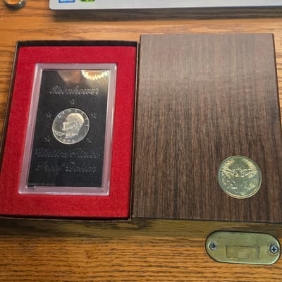 1973 Brown Box Ike Silver Dollar