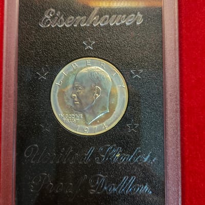 1974 Brown box Ike Silver Dollar - additional view
