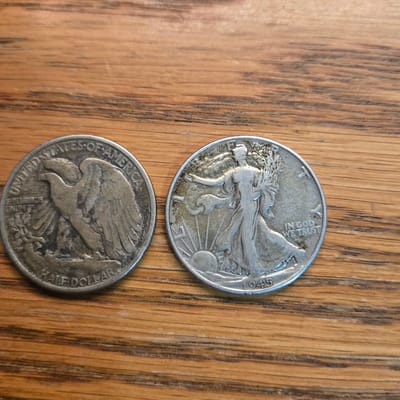 2 walking Liberty half dollars  - additional view