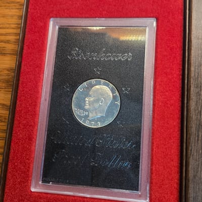 1973 Brown Box Ike Silver Dollar - additional view
