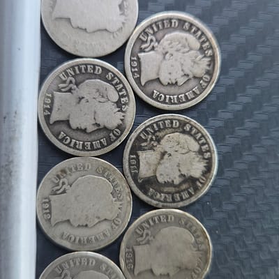 Lot of 10 Barber Dimes - additional view