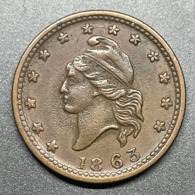 1863 Civil War Token F-13/297a Army & Navy Patriot - additional view