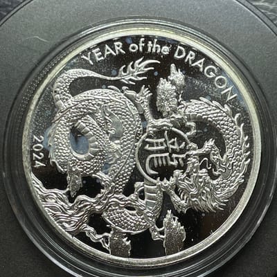 2024 1 oz silver Year of the Dragon - Asahi in cap