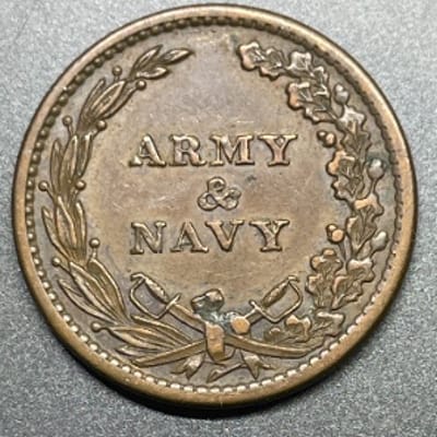 1863 Civil War Token F-13/297a Army & Navy Patriot