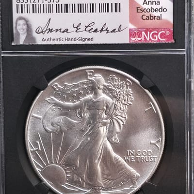 1986-S Silver Eagle Anna Escobedo Signed 