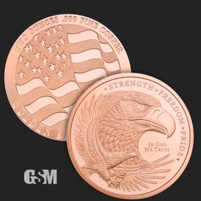 2 oz Golden State Mint .999% Copper Eagle Round
