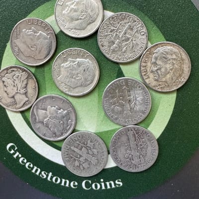$1 face dimes (constitutional-90% silver 10 dimes)