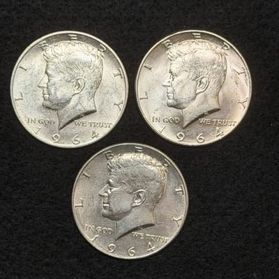 Spot Deal! 3 1964 Kennedy Half Dollars 90% Silver