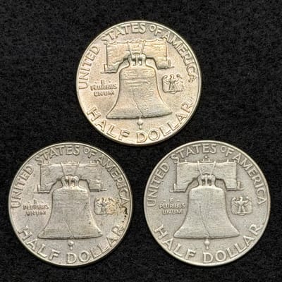 Spot Deal! 3 Franklin Half Dollars – 90% Silver  - additional view