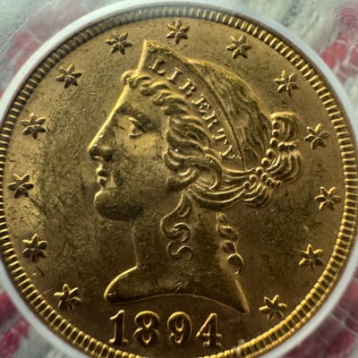 1894 $5 Liberty Head PCGS MS62