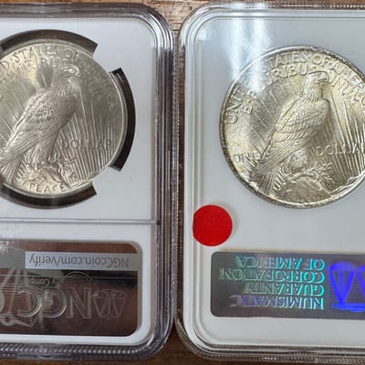 1922 MS63 1923 MS63 & 1924 MS64 Peace Dollars - additional view