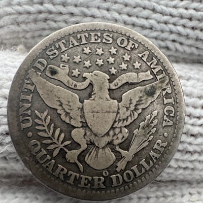 1909 O Barber Silver Quarter Key Date - additional view