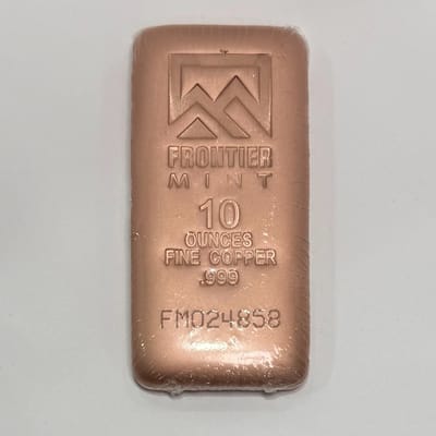 10 oz Copper Bar .999 Fine Frontier Mint Sealed w/