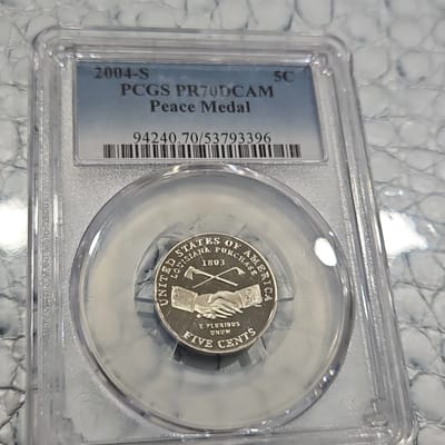 2004 S 5C Peace Medal Jefferson Nickel PCGS PR70DC